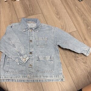 H&M Kids Striped Jean Jacket - Blue and White